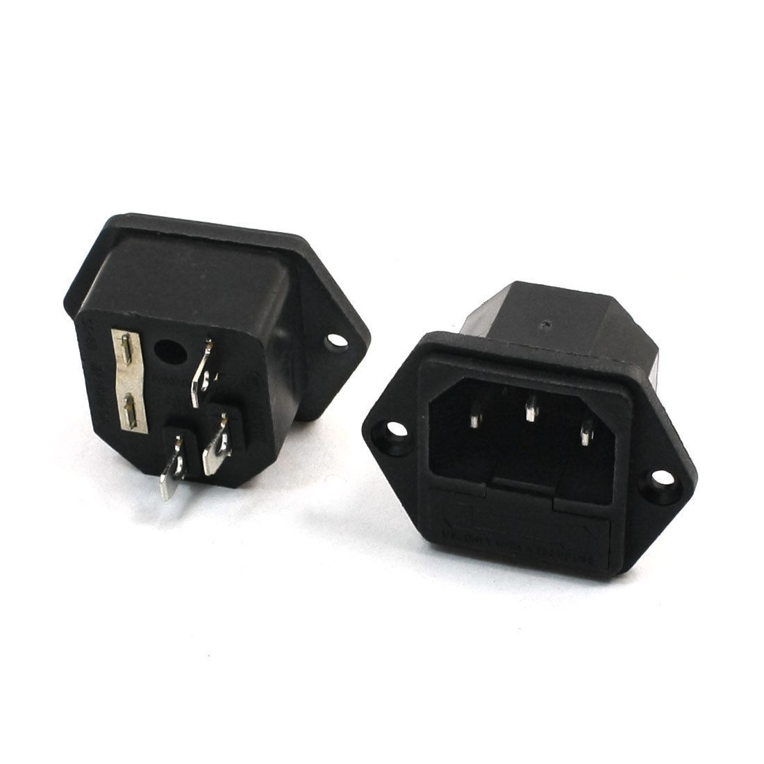 2pcs Fuse Holer C14 Inlet Power Supply Male Plug Socket AC 250V 10A