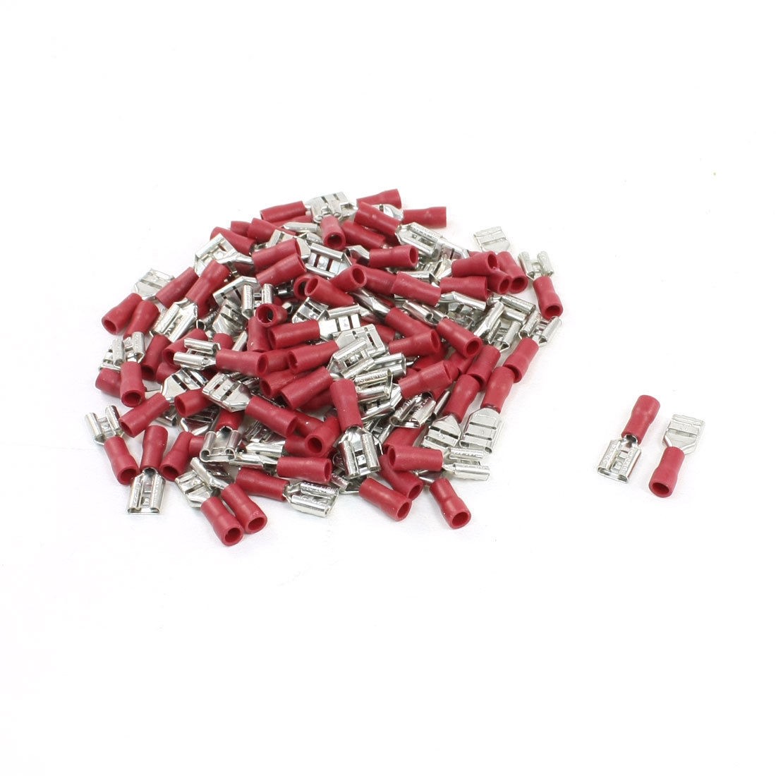 Silver Tone Crimped Connector AWG22-16 Wire Spade Terminal 100pcs