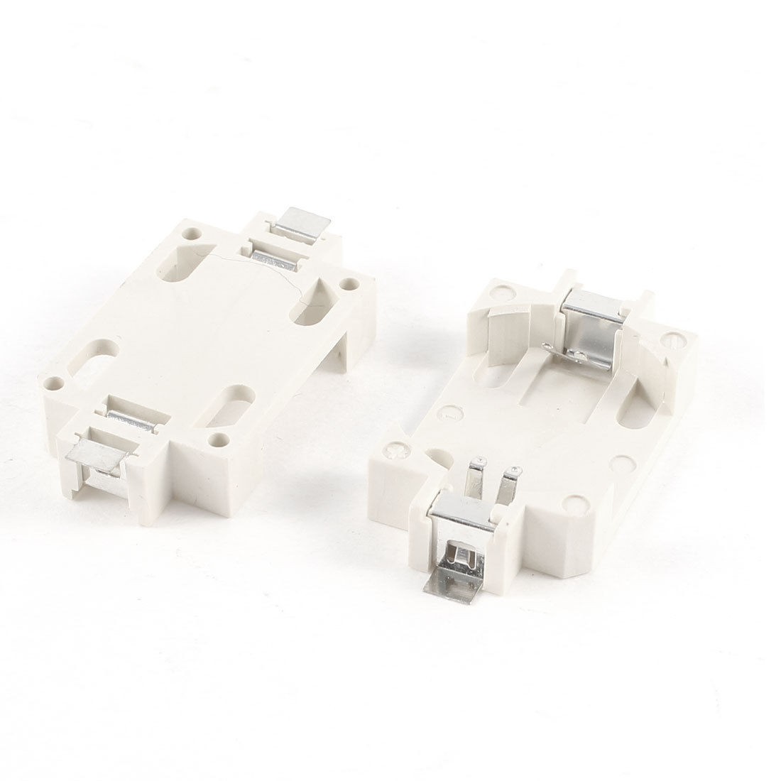 2 Pcs CR2032 Cell Button Battery Socket Holder Case SMD SMT Tin Plated White