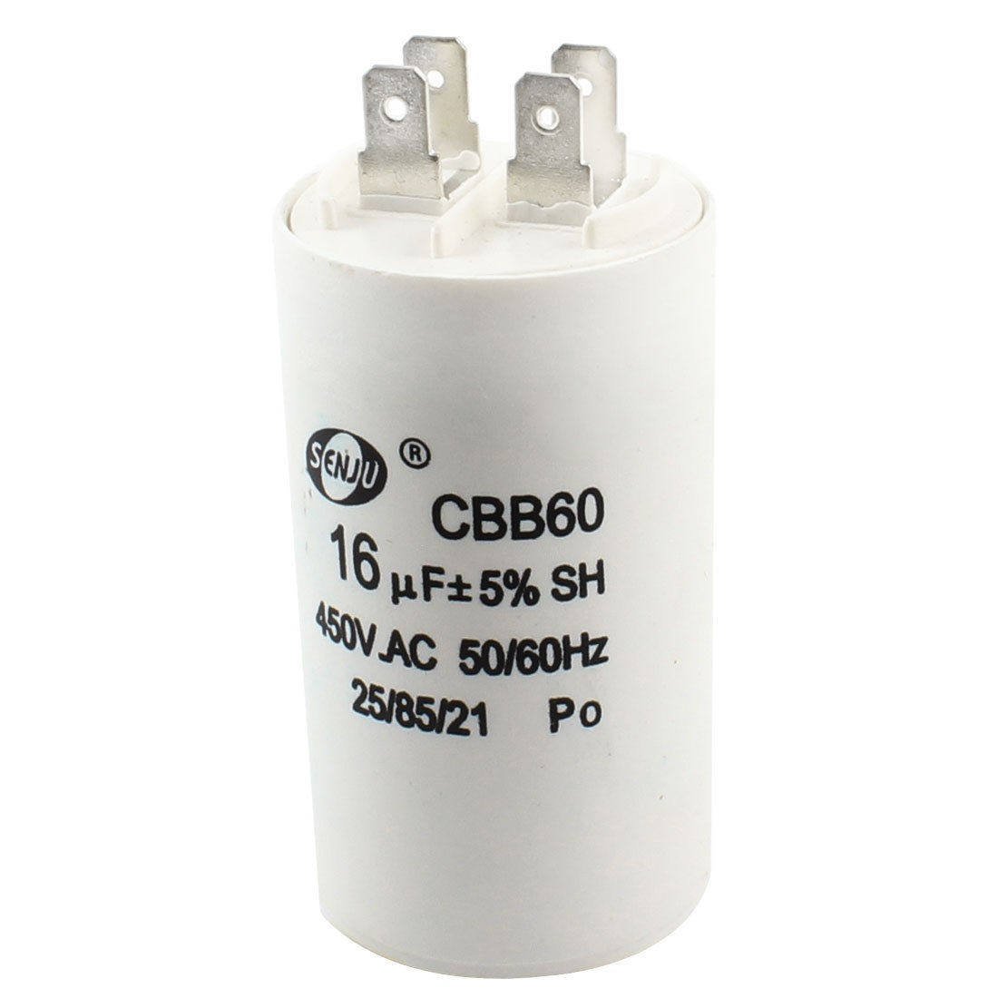 16uF 450VAC CBB60 Motor Running Capacitor White for Washing Machine