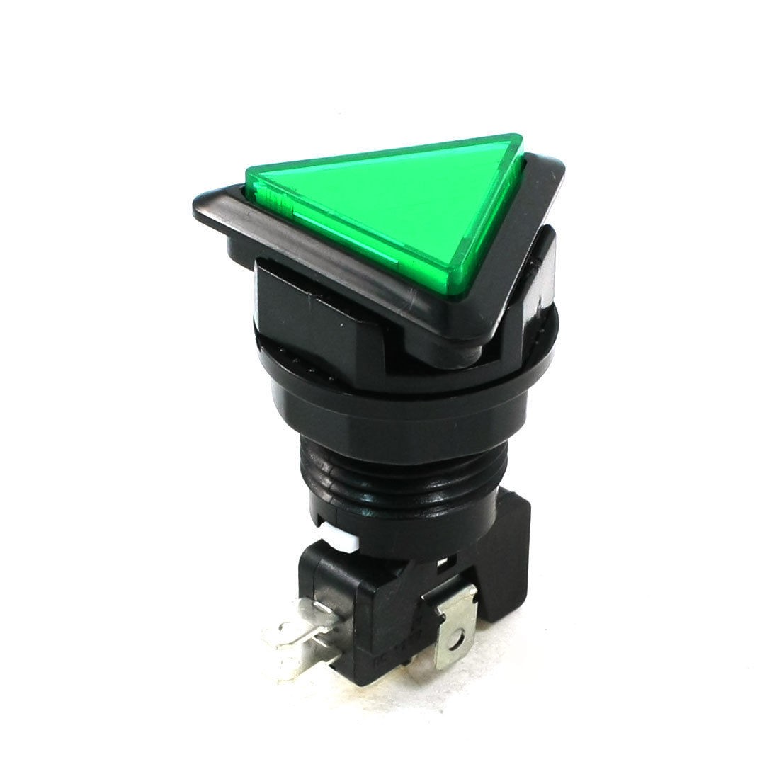 Panel Mounted SPDT Green Indicator Momentary Game Triangle Push Button