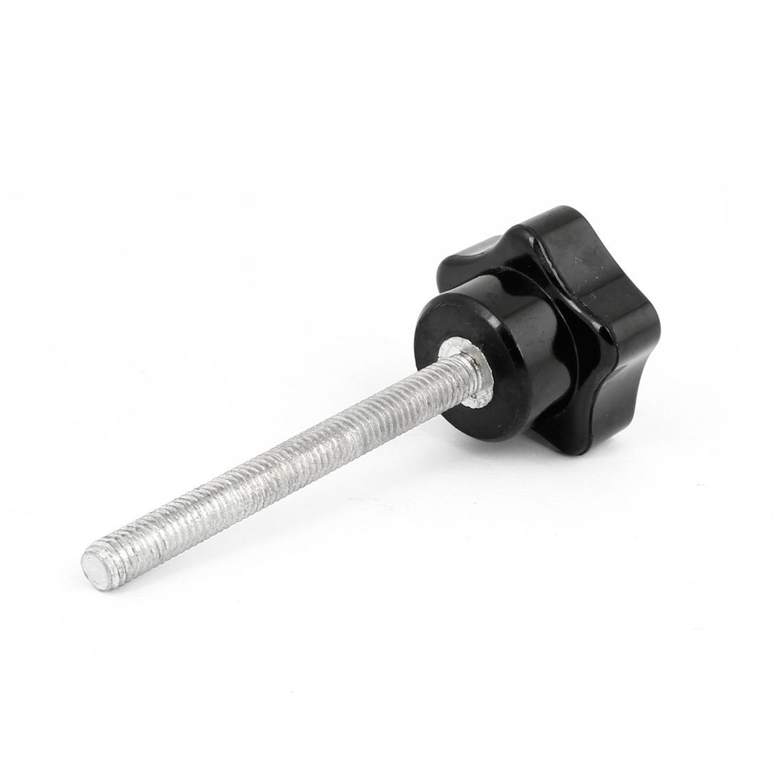 6mm x 60mm Male Threaded Metal Clamping Star Knob Grip Black Silver Tone