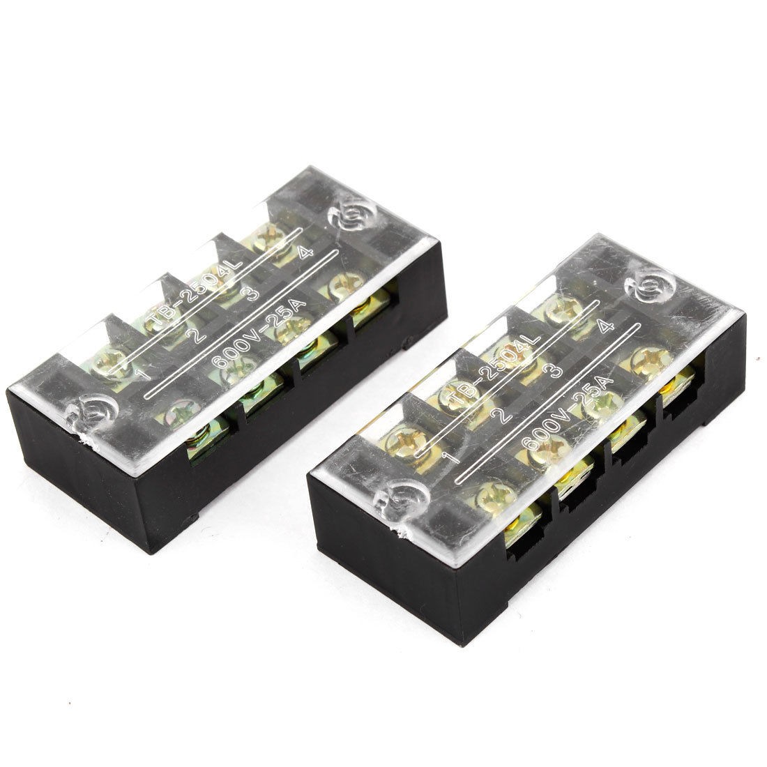 2 Pcs 2 Rows 4 Position Cable Connector Barrier Block 600V 25A