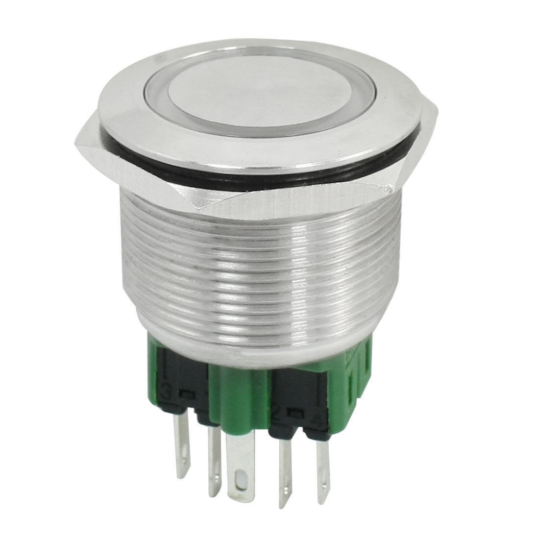 DC 24V Yellow Illuminated LED 25mm Momentary Push Button Switch SPDT