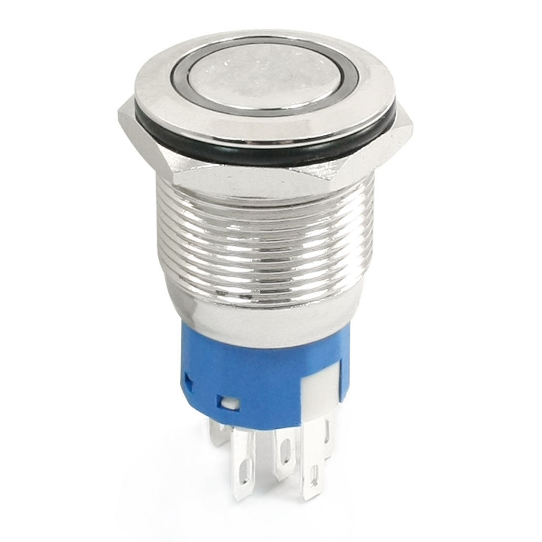 24V Blue Illuminated LED 19mm Stainless Steel Momentary Push Button Switch SPDT