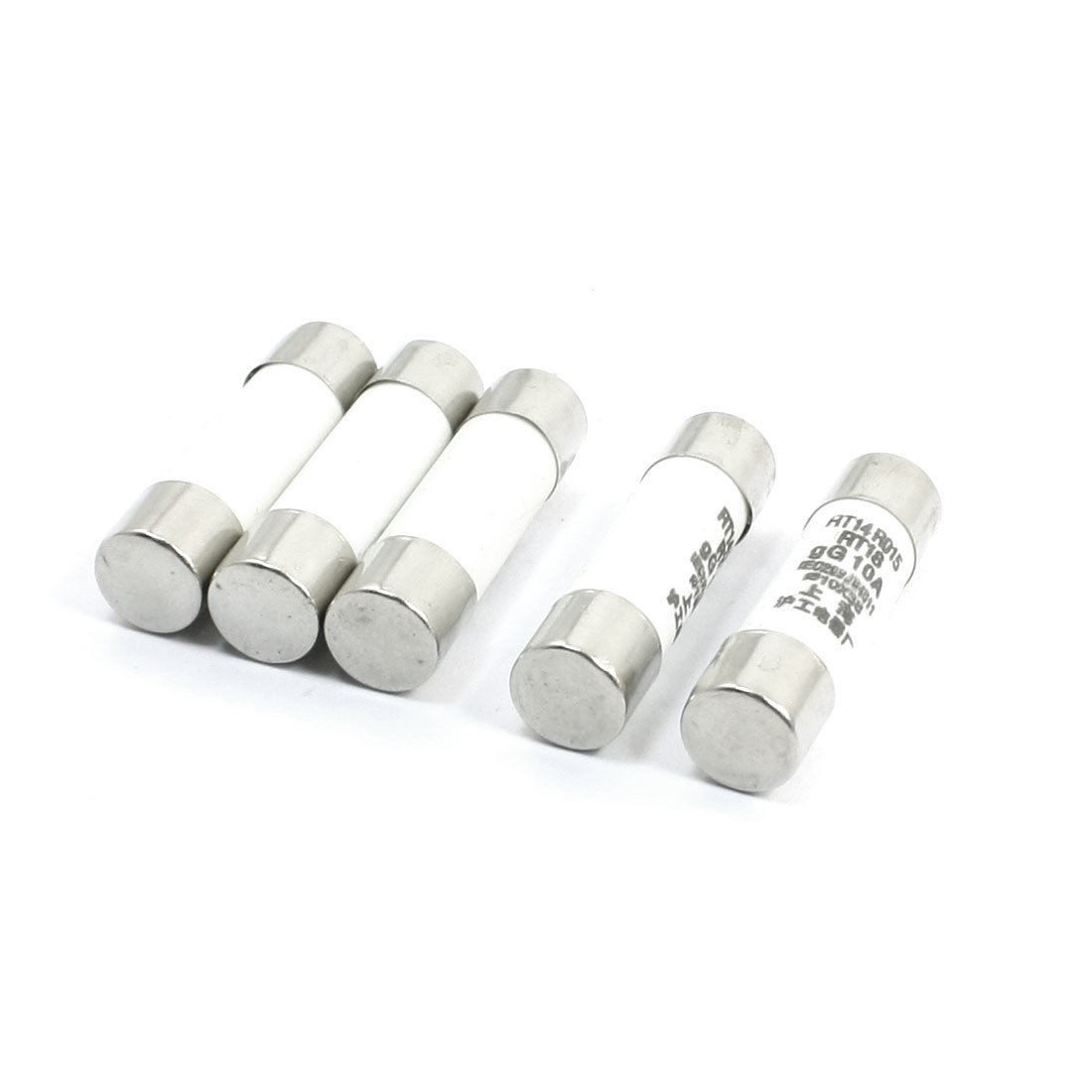 AC 380V 10A 10x38mm Ceramic Cylindrical Fuse Links RT14/RT18 5Pcs