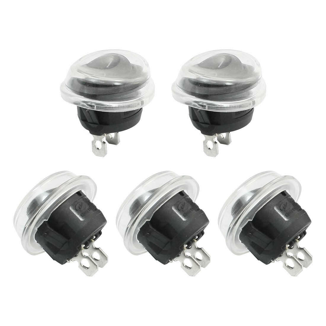 6A/4A 250VAC 10A 125VAC SPST I/O 2 Position Snap In Rocker Switch w Cover 5Pcs