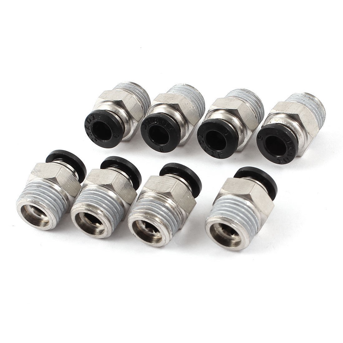 8 Pcs 6mm Hole to 1 4" PT Male Thread Straight Tube Pneumatic Quick Fittings