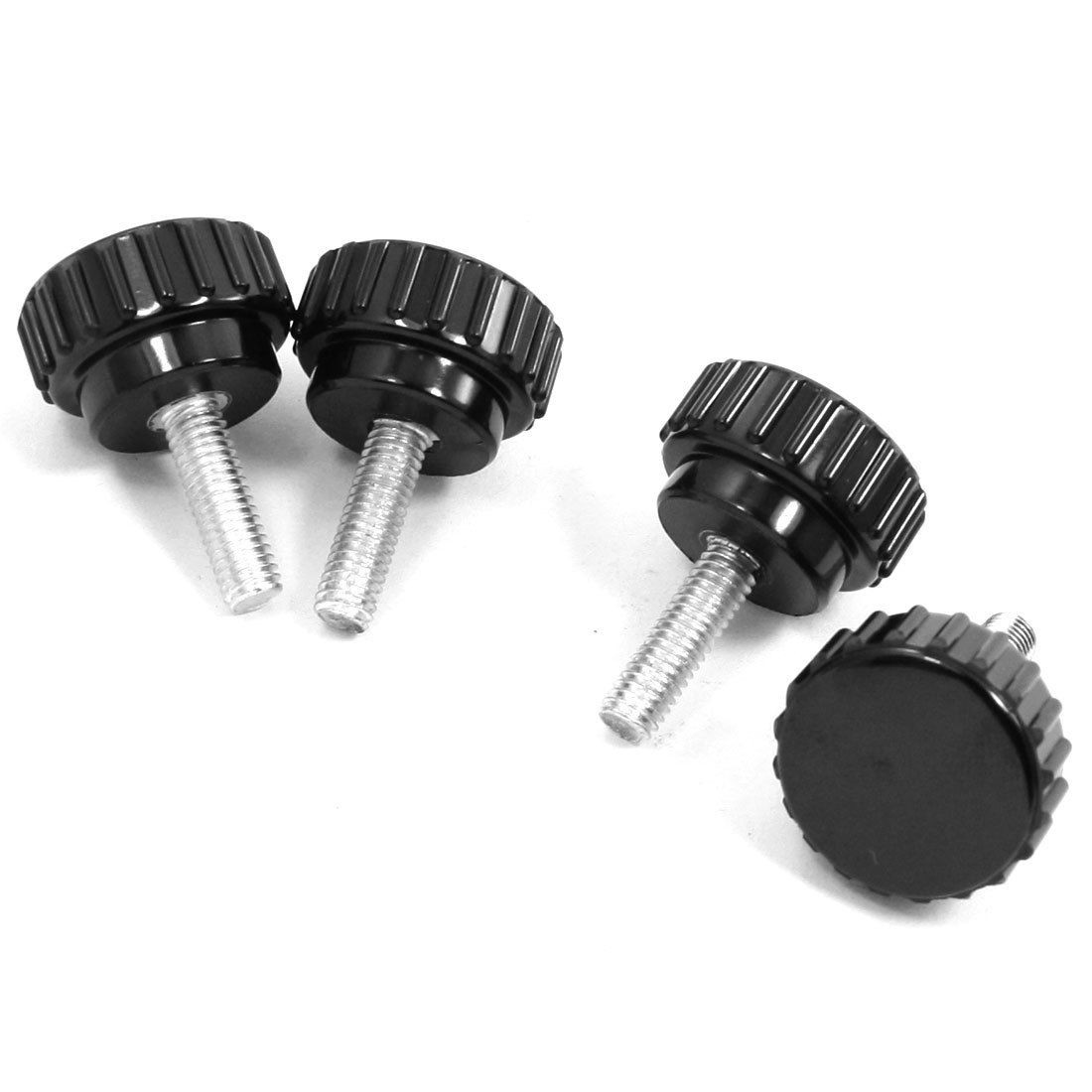 4 in One 6mm Male Thread Diameter Screw On Type Grip Knurled Knobs Black
