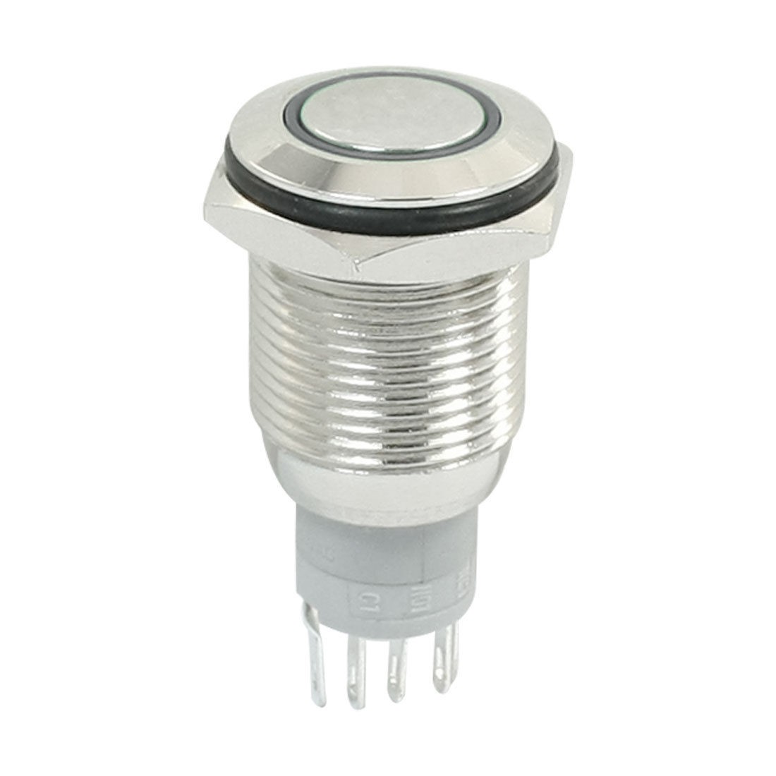16mm Dia Thread 24V White LED Light Momentary Push Button Switch SPDT