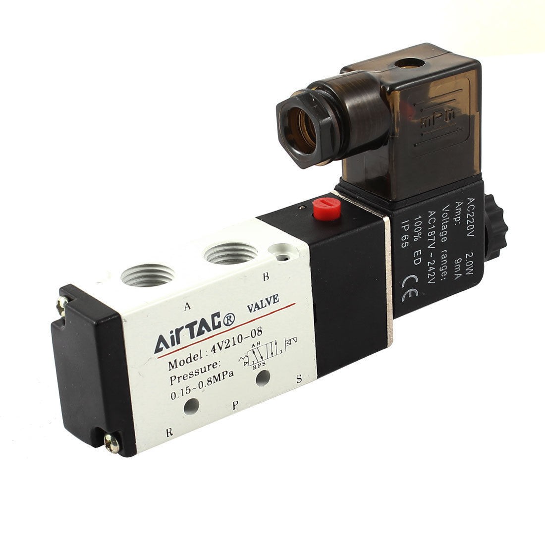 DC 24V 3W 2 Position 5 Port Pneumatic Solenoid Valve 4V210 08