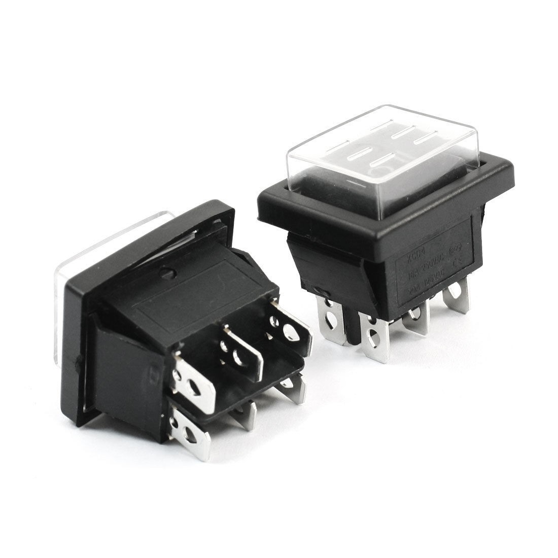 16A 250V 20A 125V AC 6P DPDT ON/OFF/ON 3Position Rocker Switch w Cover 2 Pcs