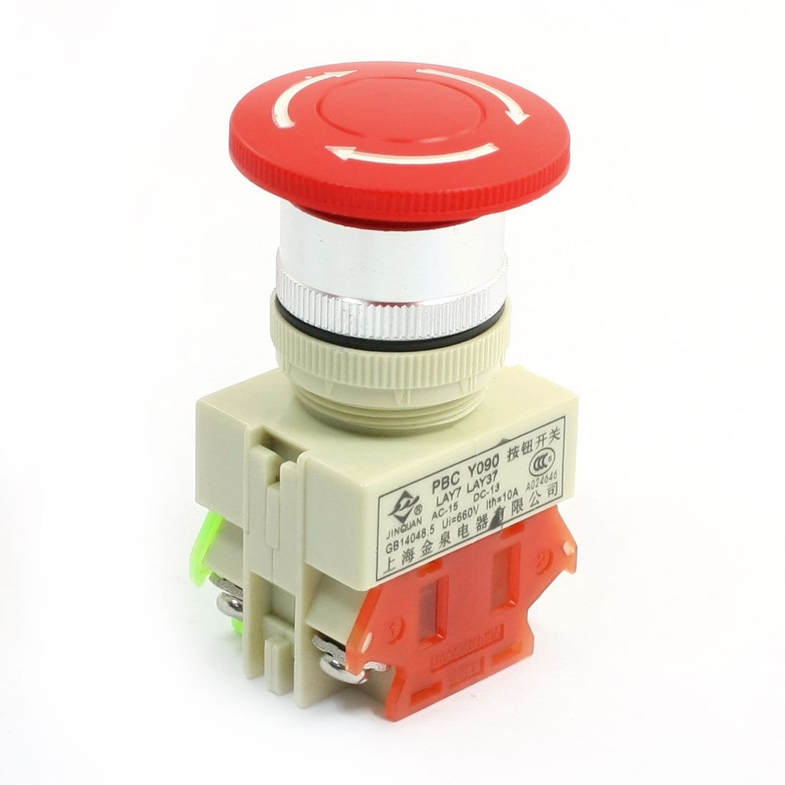 Ui660V Ith10A SPDT Red Mushroom Head Latching Push Button Switch