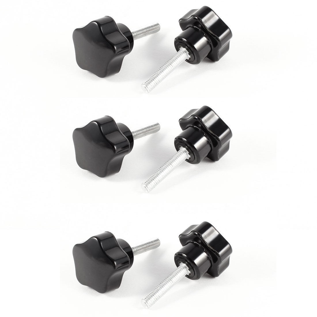 6 Pcs M5x20mm Male Thread Black Star Head Clamping Knob Grip
