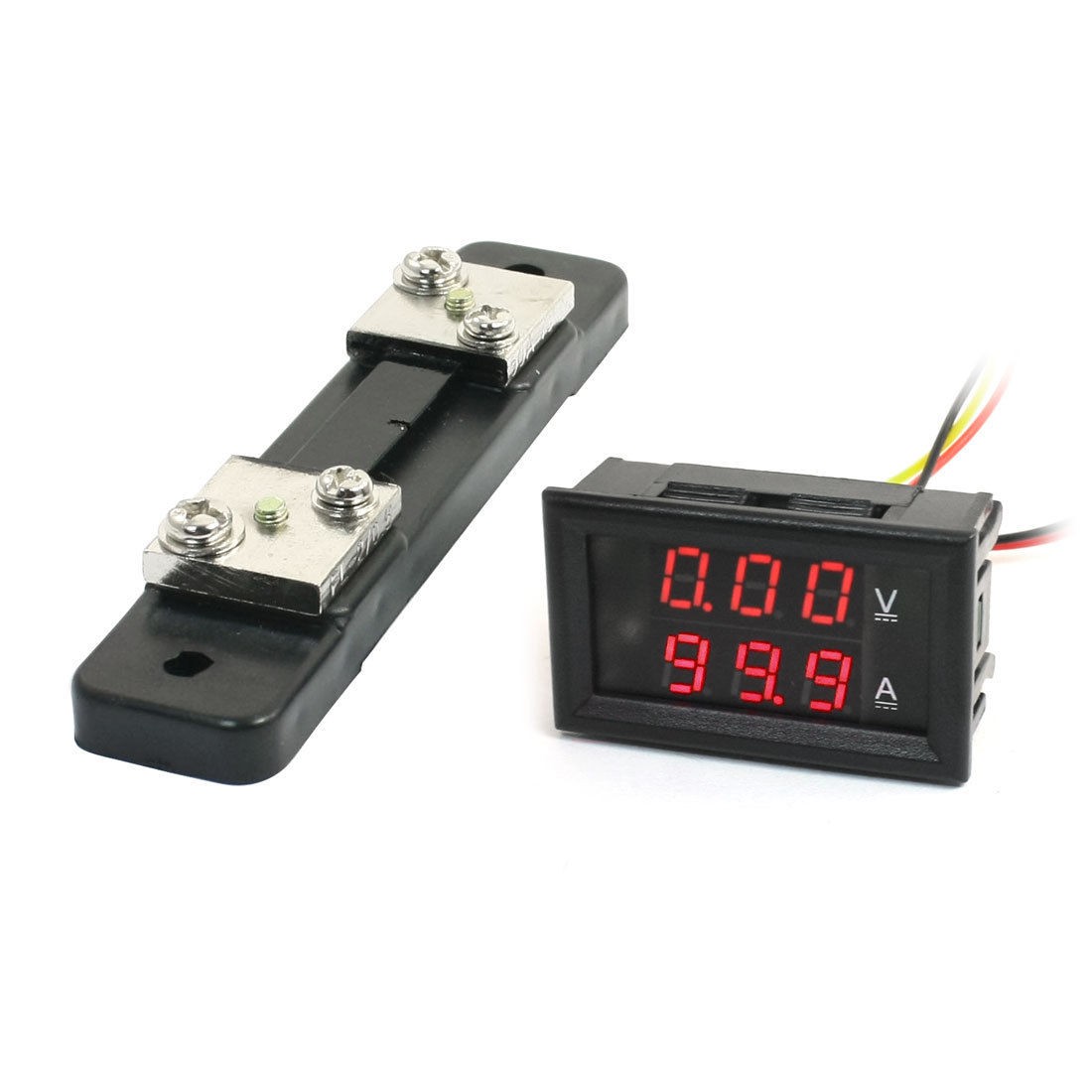 DC Powered 0-100V 50A/75mV Red LED Display Voltmeter Ammeter w Shunt