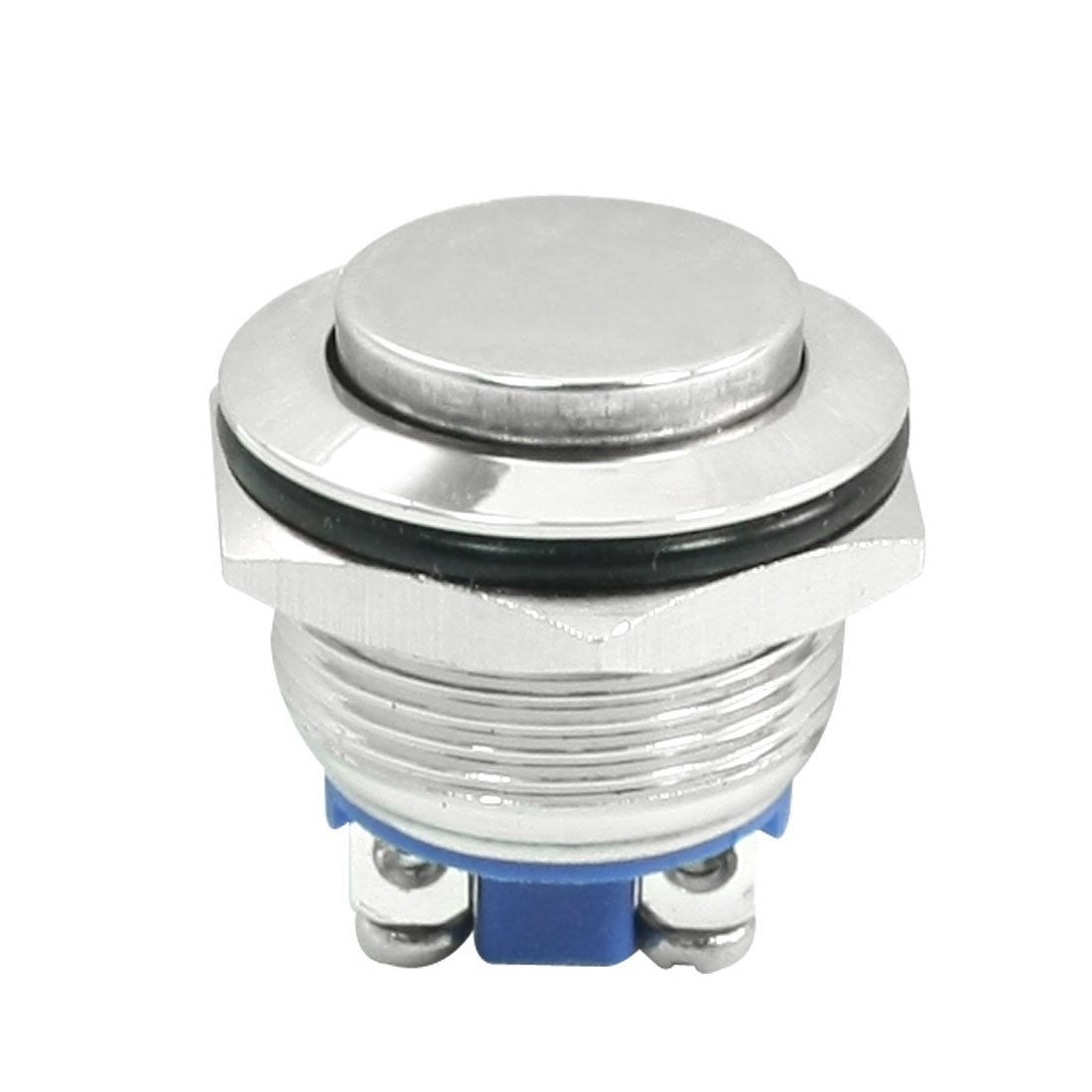 Momentary Metal Push Button Switch Silver Tone 19mm Flush Mount SPST