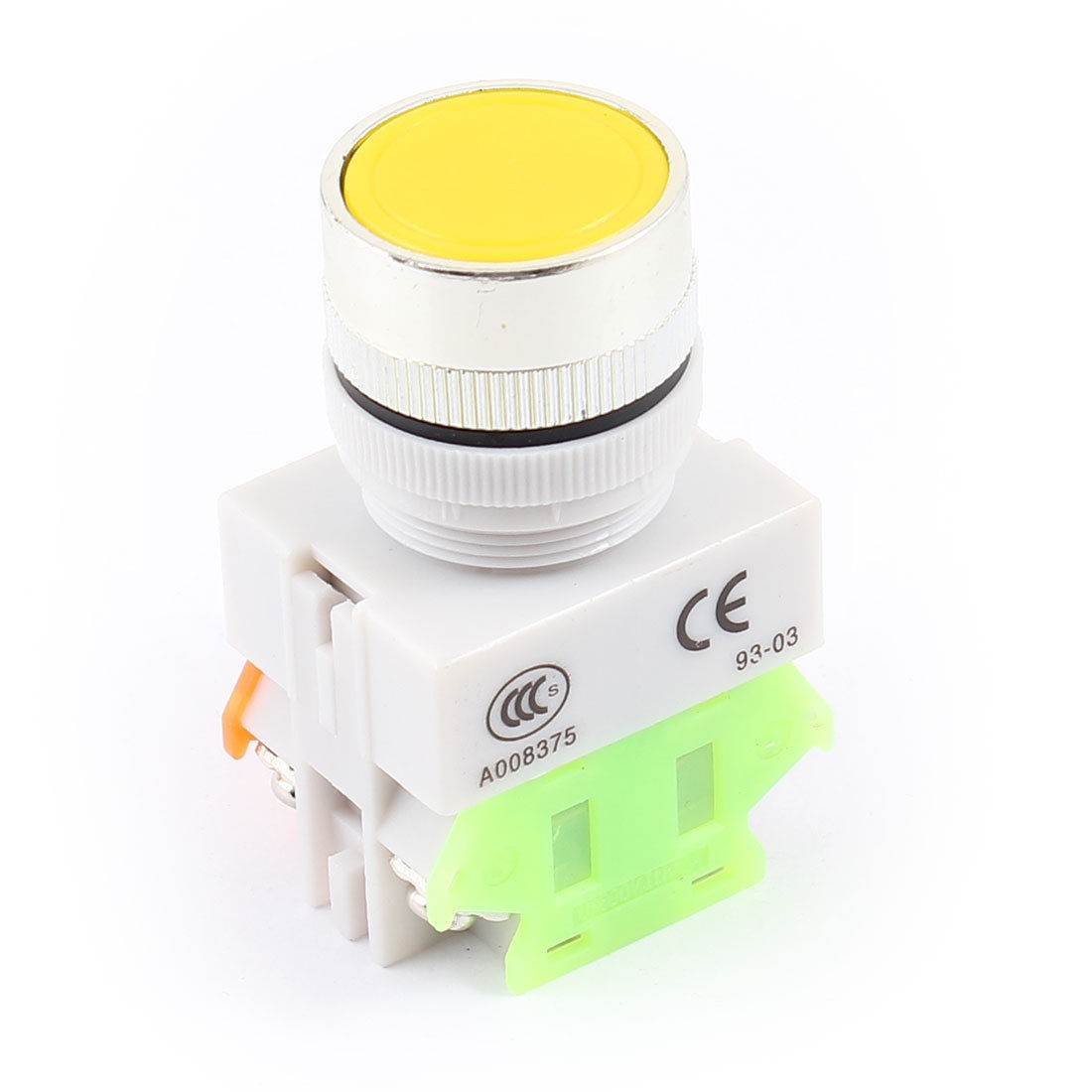 AC 660V 10A 1NO 1NC DPST Momentary Yellow Mushroom Head Press Push Button Switch