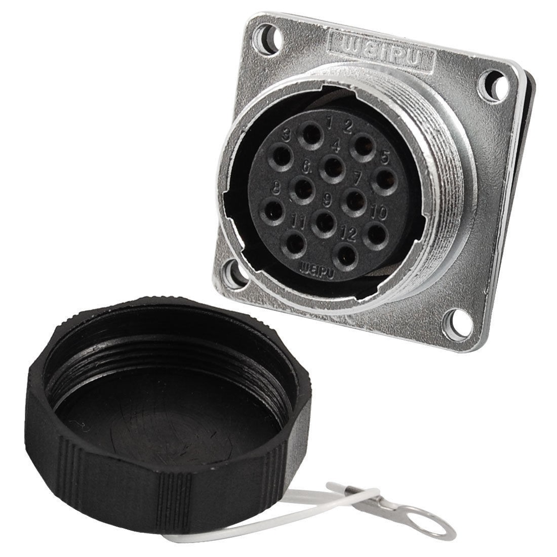 24mm Base 12 Pins Alumnium Shell Cable Aviation Connector Plug AC 500V 10A