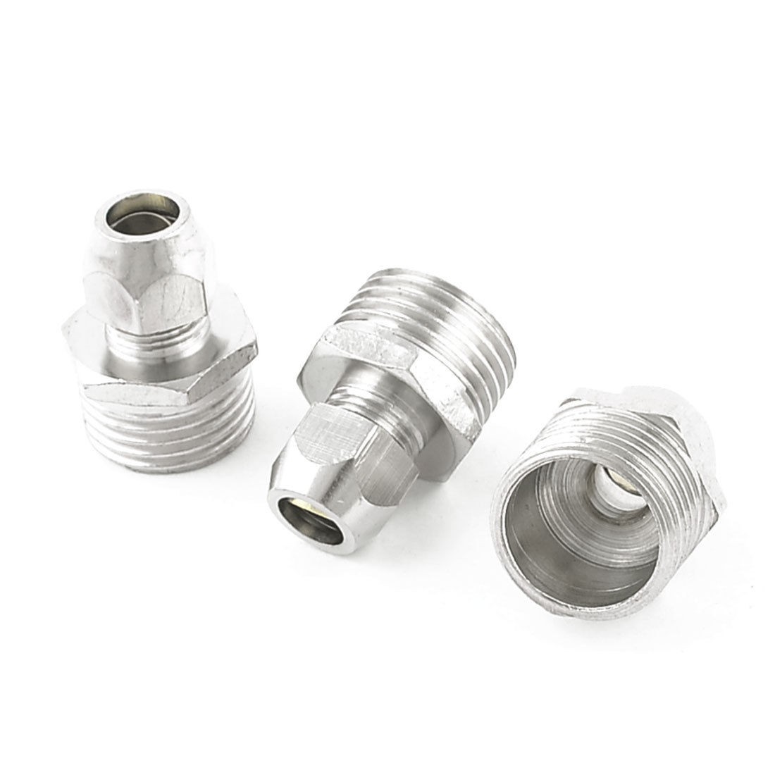 1 2" PT Male Threaded Adapter Hose Quick Joint Connector Silver Tone x 3