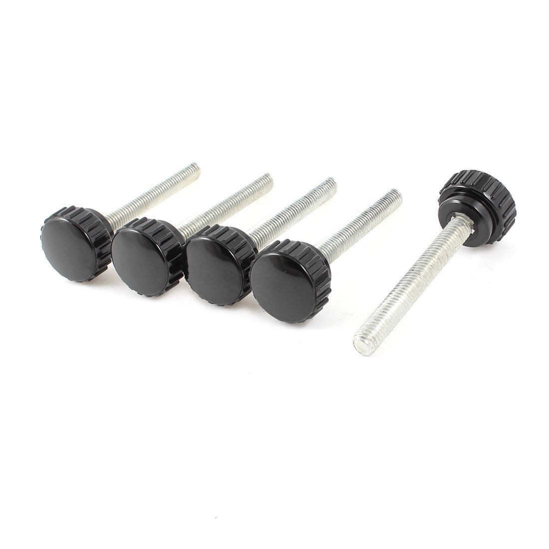 Black 8mm Male Thread Dia Thumbscrew Grip Knurled Knobs 5 Pieces