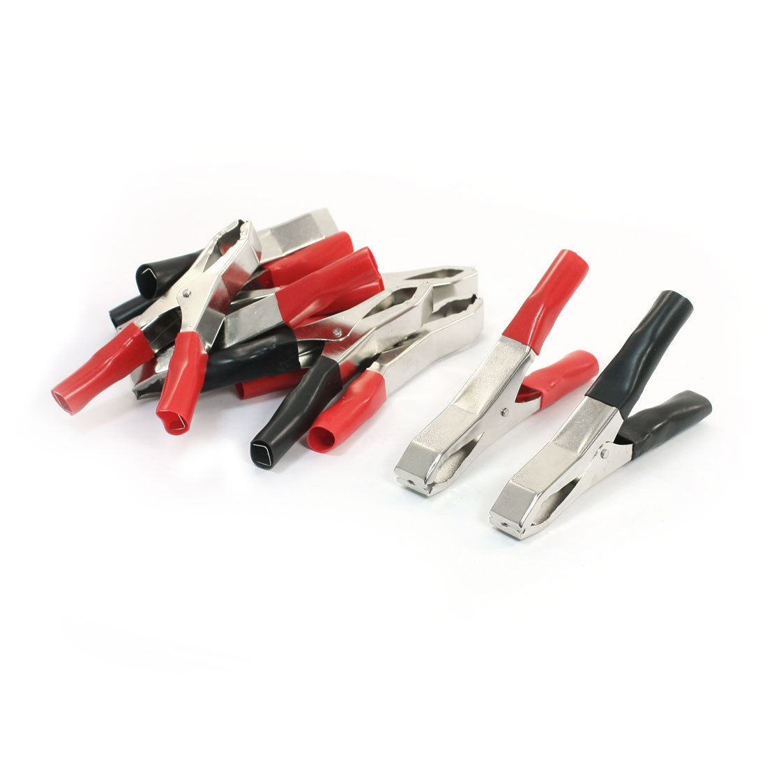 5Pairs 50A Black Red Insulated Boots Car Battery Alligator Clip Silver Tone