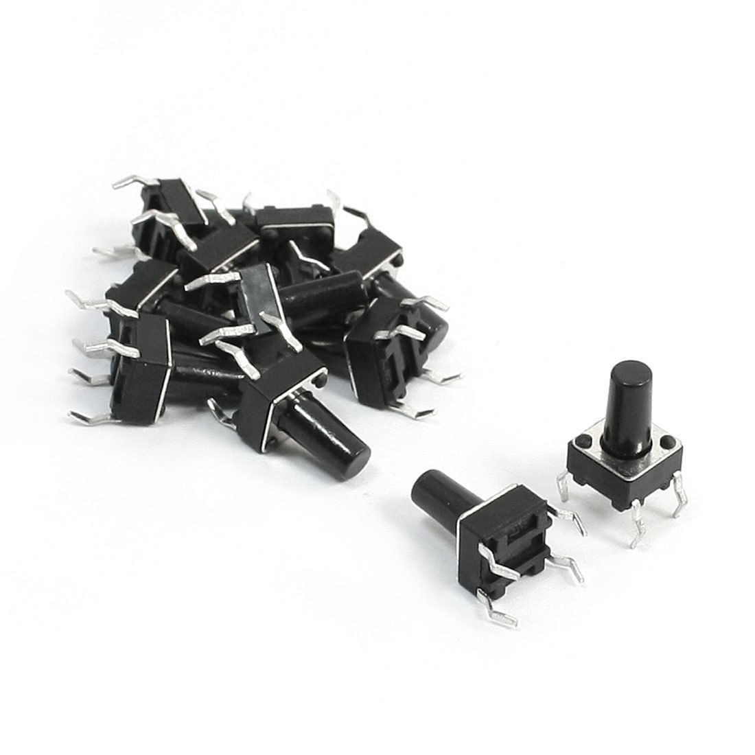 10 Pcs Through Hole Mounted 4 Pins Momentary Tact Switch 6mmx6mmx10mm