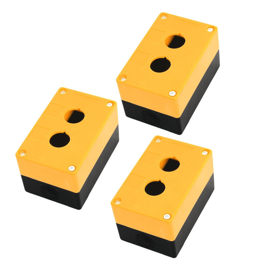 3PCS Double Hole 22mm Dia Protective Push Button Switch Box Case Orange Black