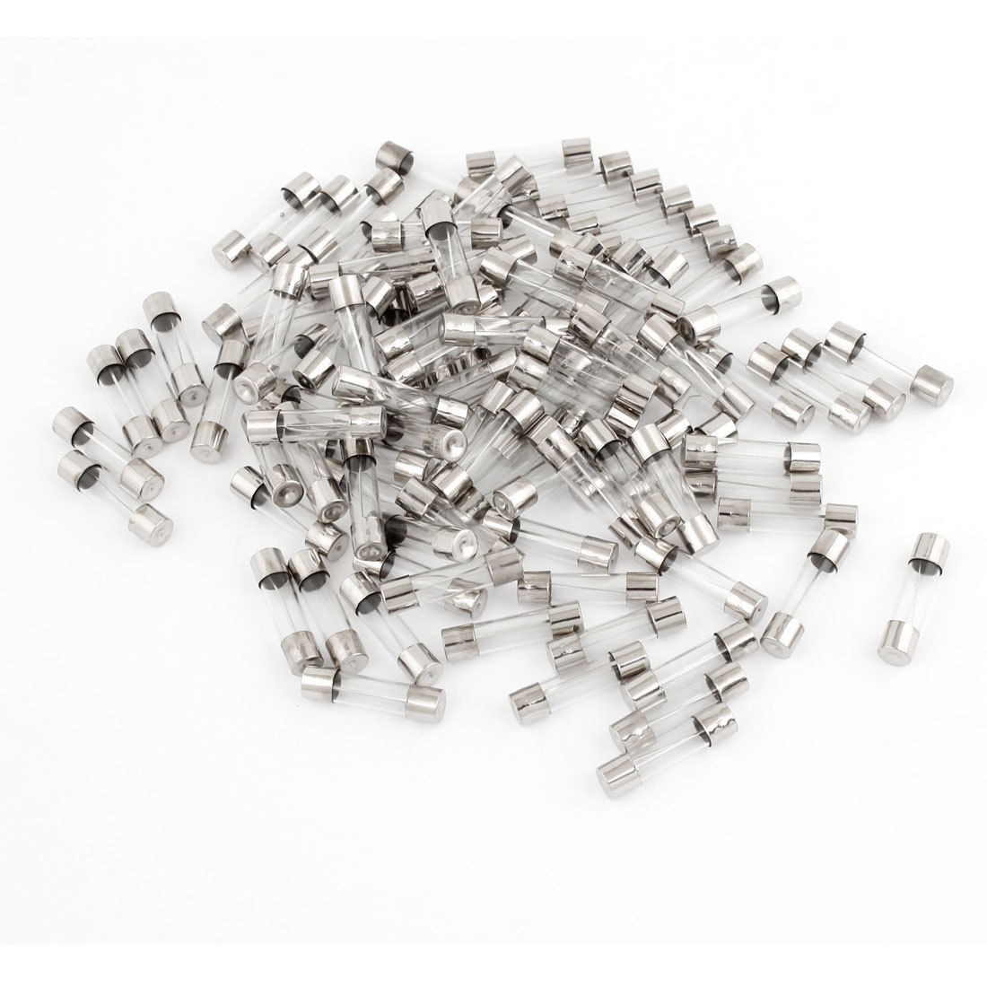 Truck Car Motorcycle 15A Glass Tube Silver Tone AGU Fuse 100 Pcs