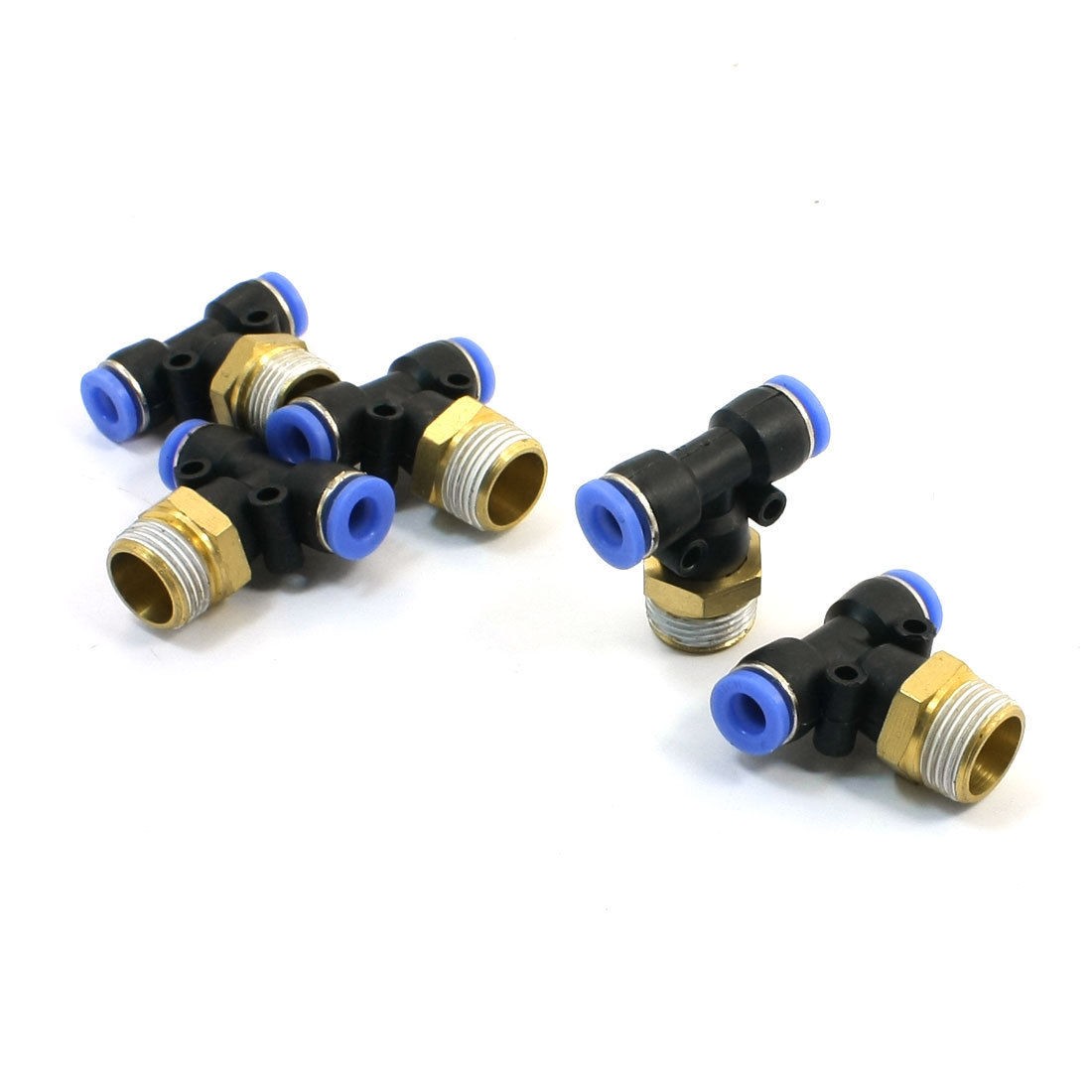 5pcs 3 8"PT Male Thread to 6mm Tube 3 Way T Shape Quick Coupler Joint