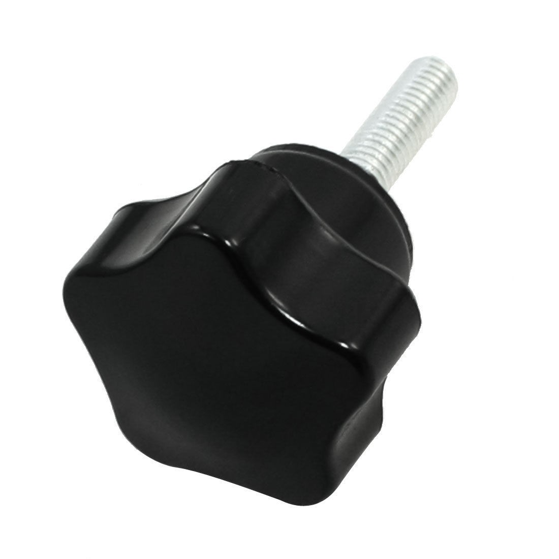 30mm Star Head Dia 6 x 30mm Male Thread Screw on Type Clamping Knob Black