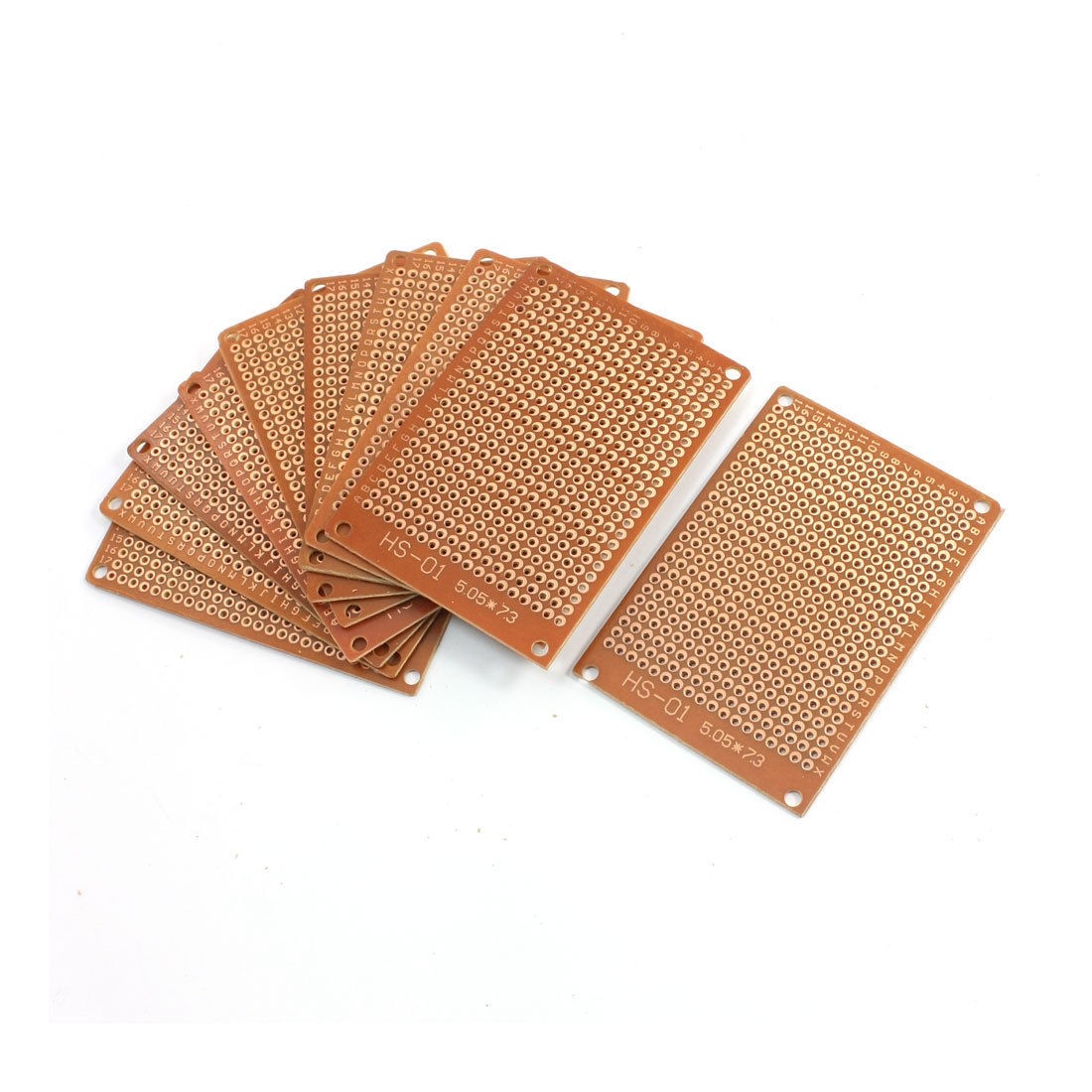 2.54mm Pitch PCB Board Prototype Breadboard Single Side 50mm x 73mm Brown 10Pcs