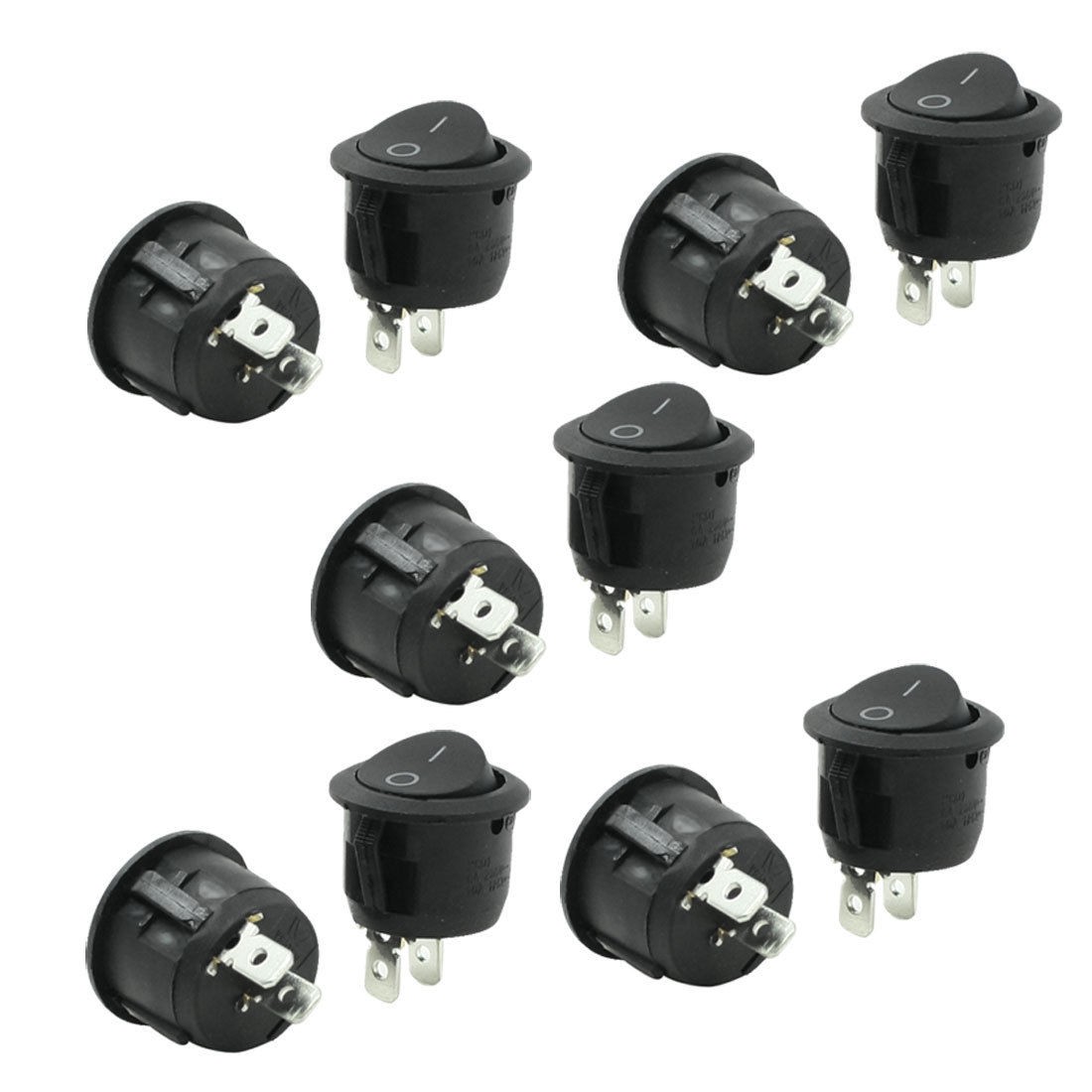 10 Pcs SPST I/O ON/OFF Round 2 Position Rocker Switch 6A 250VAC 10A 125VAC