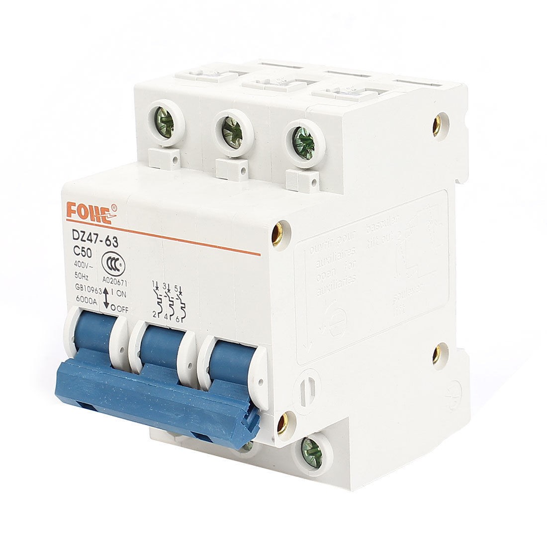 AC 400V 50 Hz 50A Three Poles Overload Protection MCB Circuit Breaker