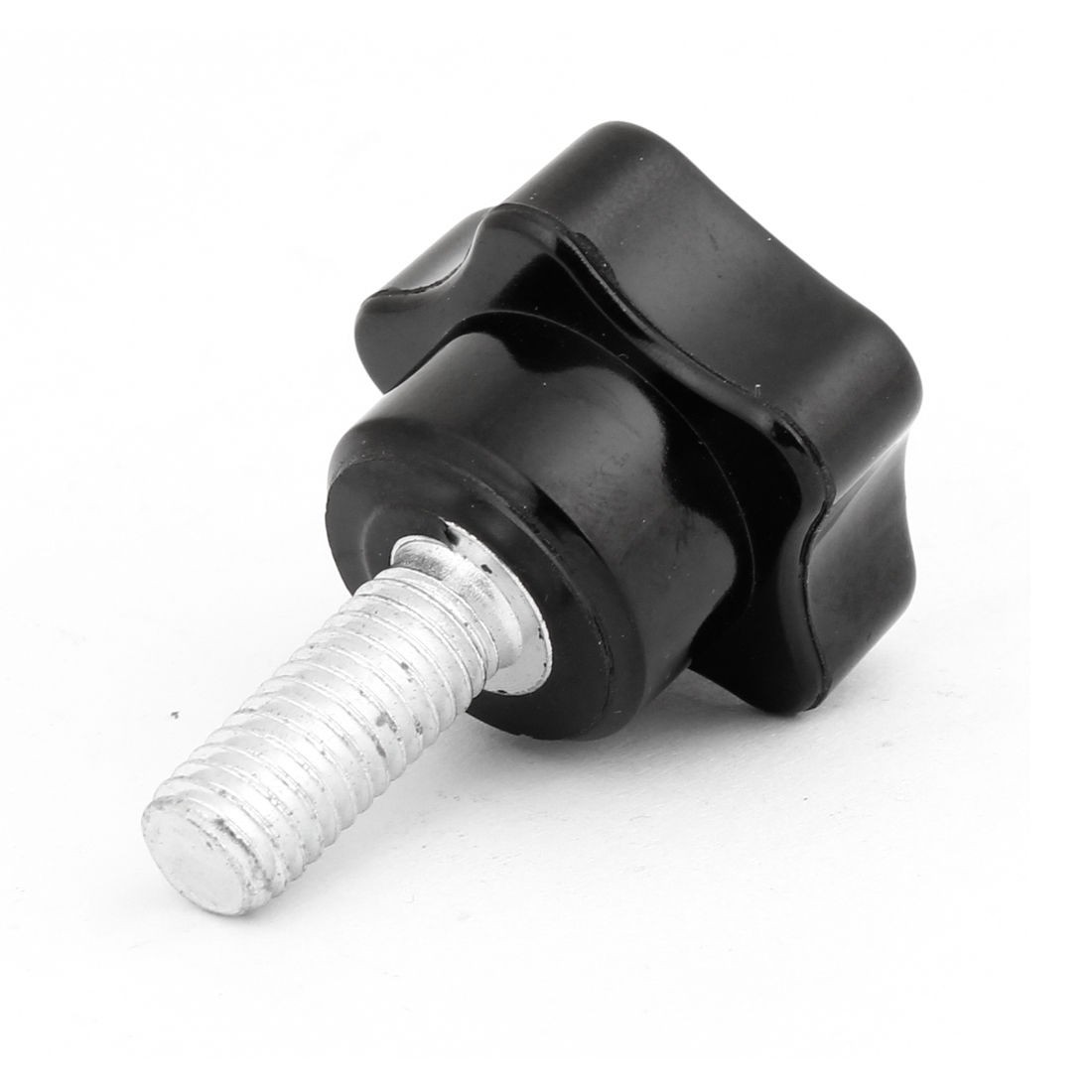 M8 x 20mm Male Thread Clamping Star Screw On Knob Grip Black Silver Tone