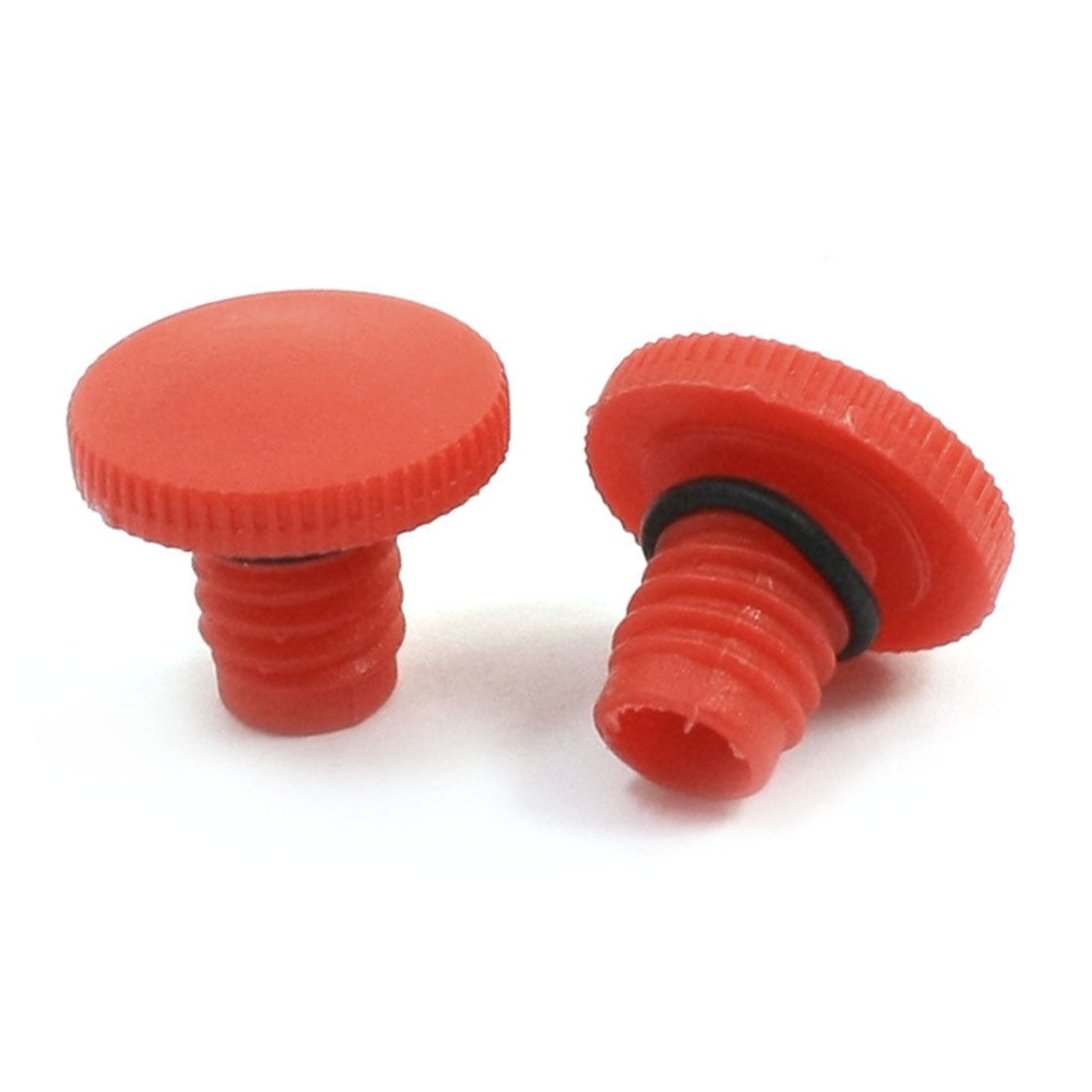 0.35" Thread Diameter Air Compressor Oil Plug Red Black Rubber Gasket 2Pcs