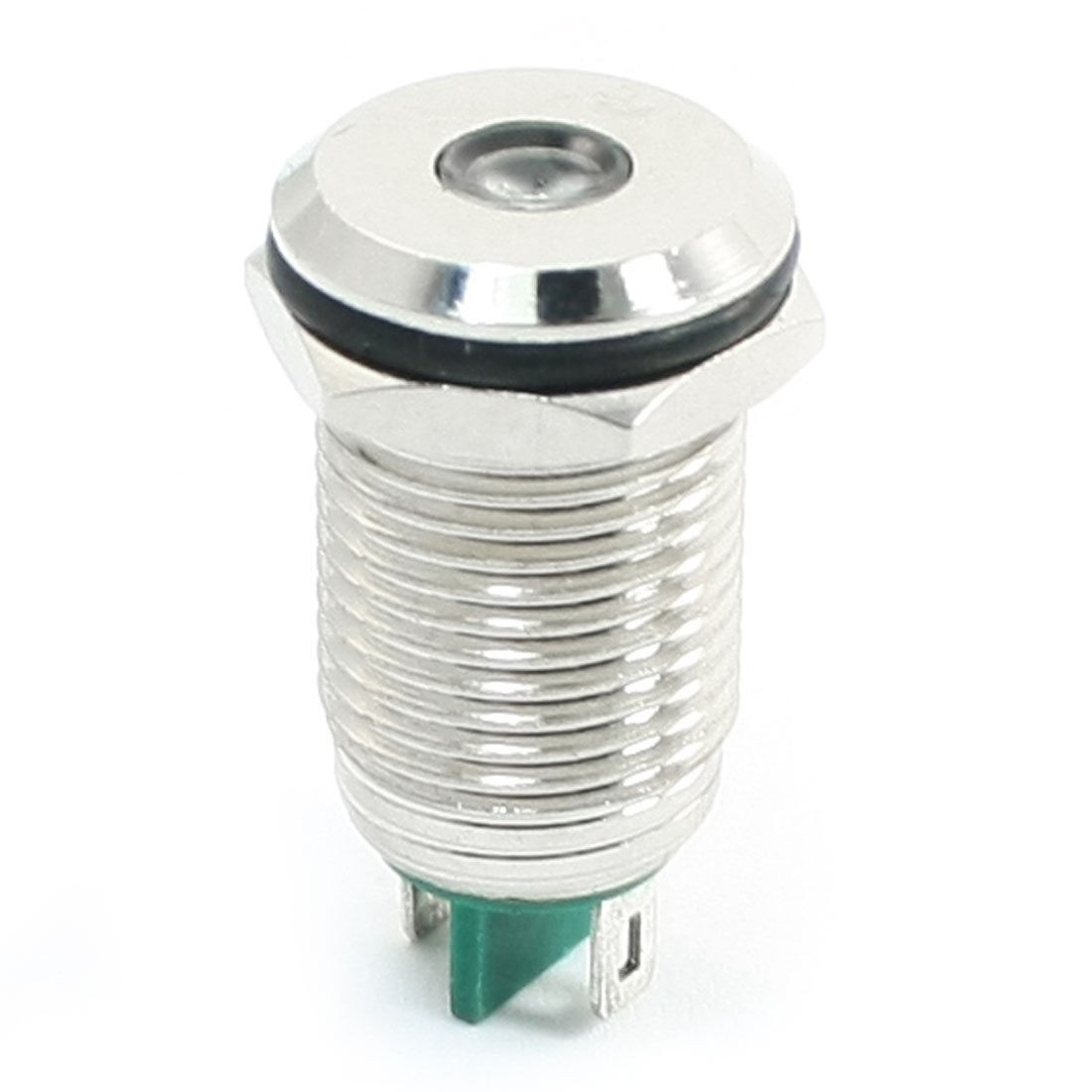 DC 12V 12mm Thread Mounted Metal Green LED Indicator Light Signal Lamp