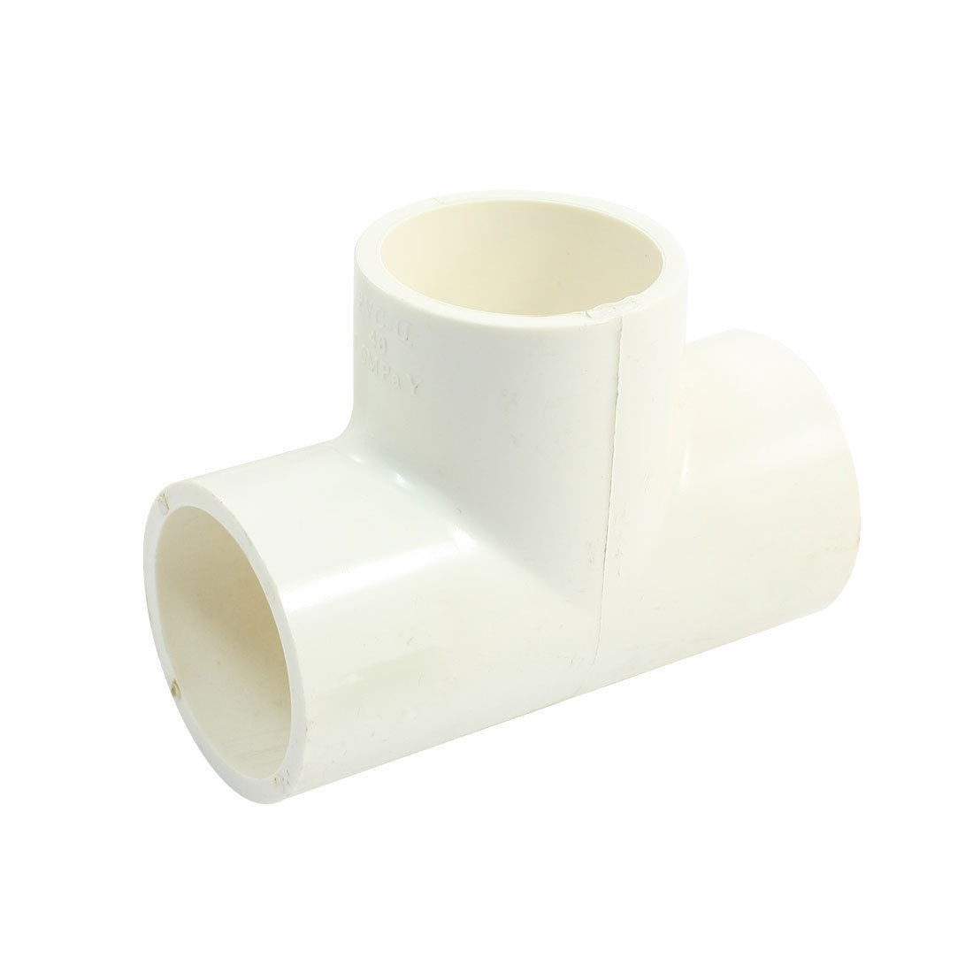 40mm x 40mm White PVC-U 3-Way Plain Equal Tee Connect Pipe Tube Adapter
