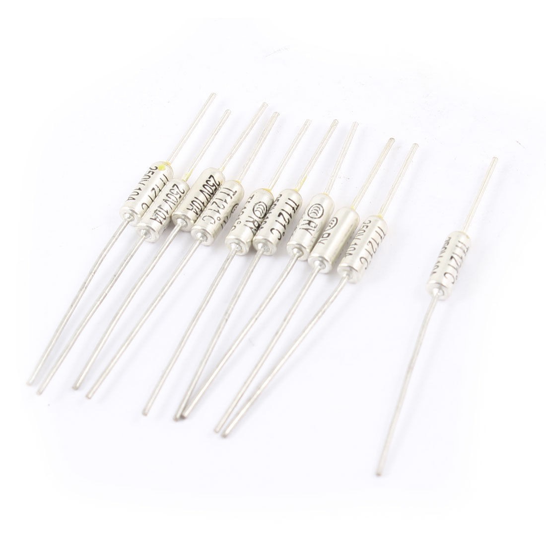 10Pcs Electronic Component Metal Leads 250V 10A 121C TF Thermal Fuse