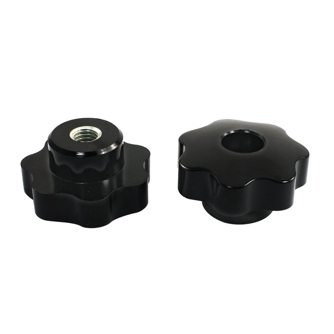 2pcs Black Plastic 50mm Head Diameter 7 Arm Star Clamping Knobs M10