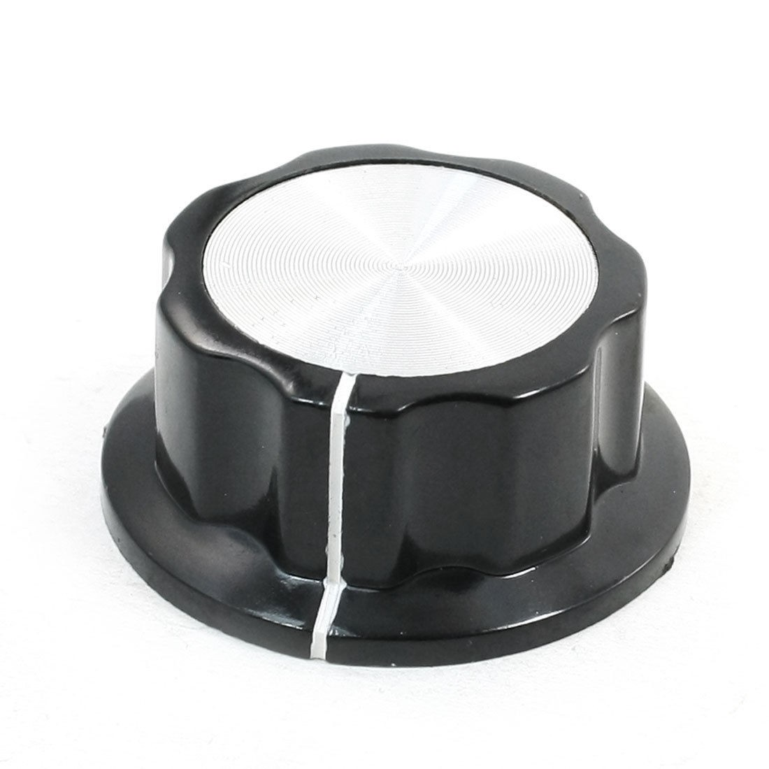Nonslip Potentiometer Control Knob 6mm Hole 36mm Top Black Silver Tone