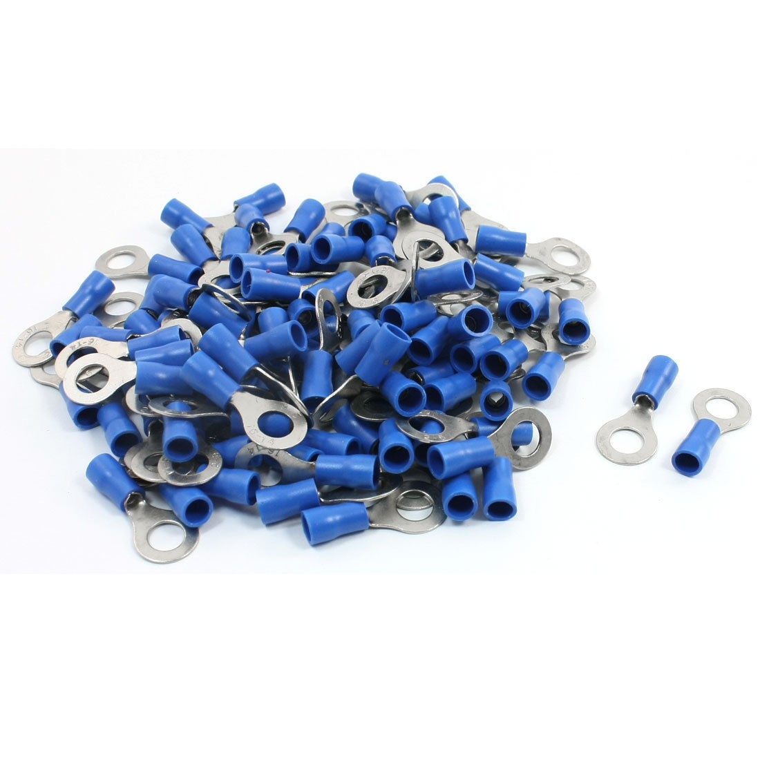 100Pcs Blue 5mm Insulated Ring Crimp Connector Terminal Electric Cable AWG 16-14