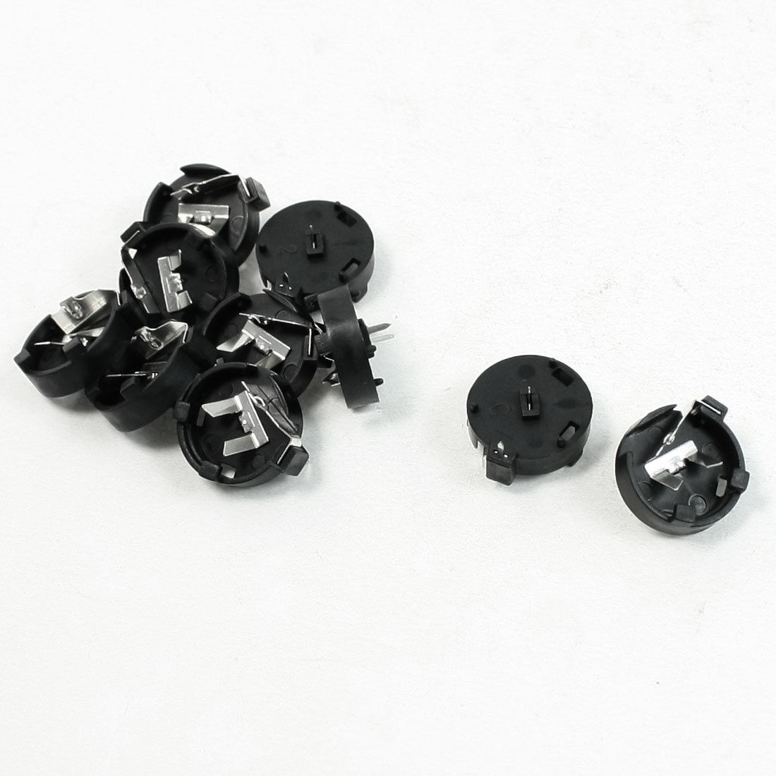 10 Pcs Button Battery Holder Case Black for CR1220 LIR1220