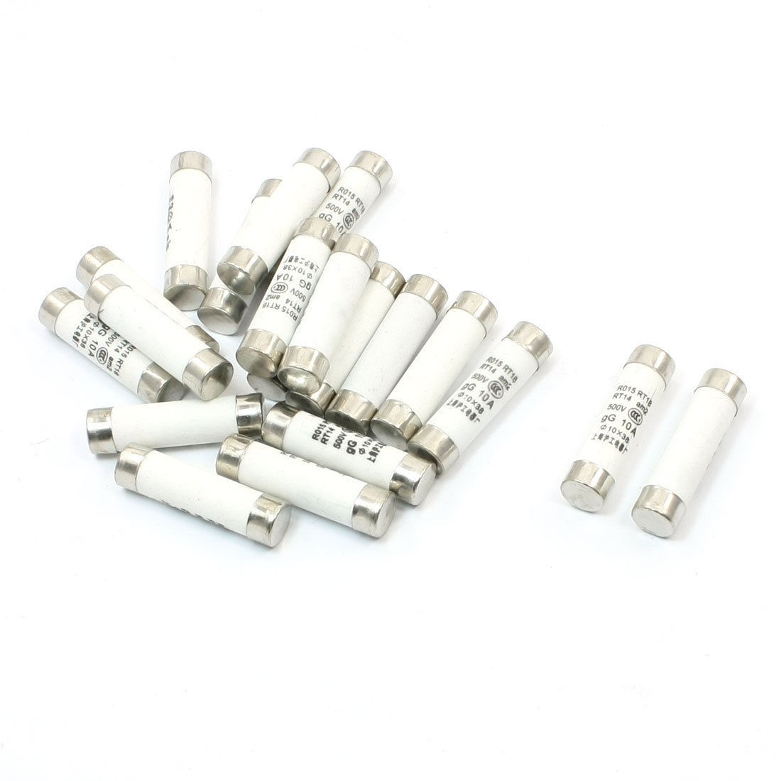 R015 RT18 500V 10A Ceramic Cylindrical Fuse Links 10x38mm 20 Pcs