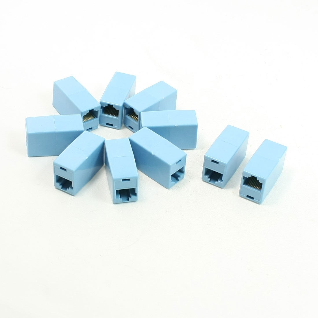 RJ45 F/F LAN Network Inline Splitter Extender Coupler Blue 10 PCS