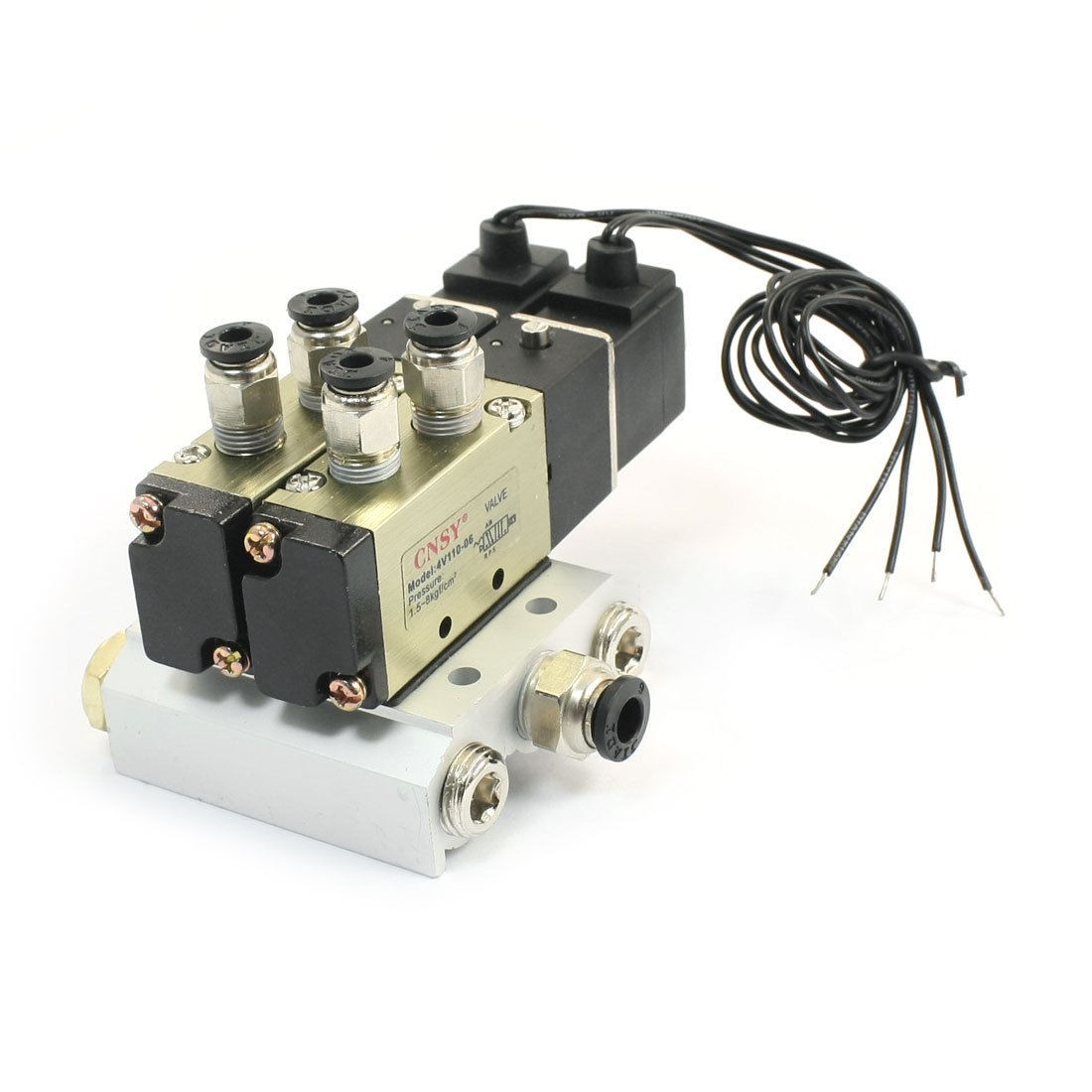 DC12V 5 Way Double Solenoid Valve 4V110 06 w Base Quick Connector Silencer