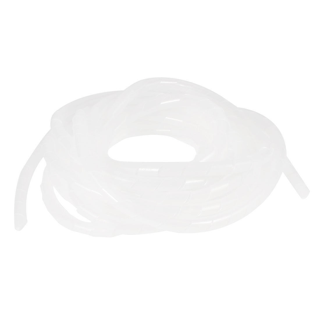 6.7M  21.98 Ft Spiral Cable Wire Wrap Tube Coil Manager Clear White 10mm