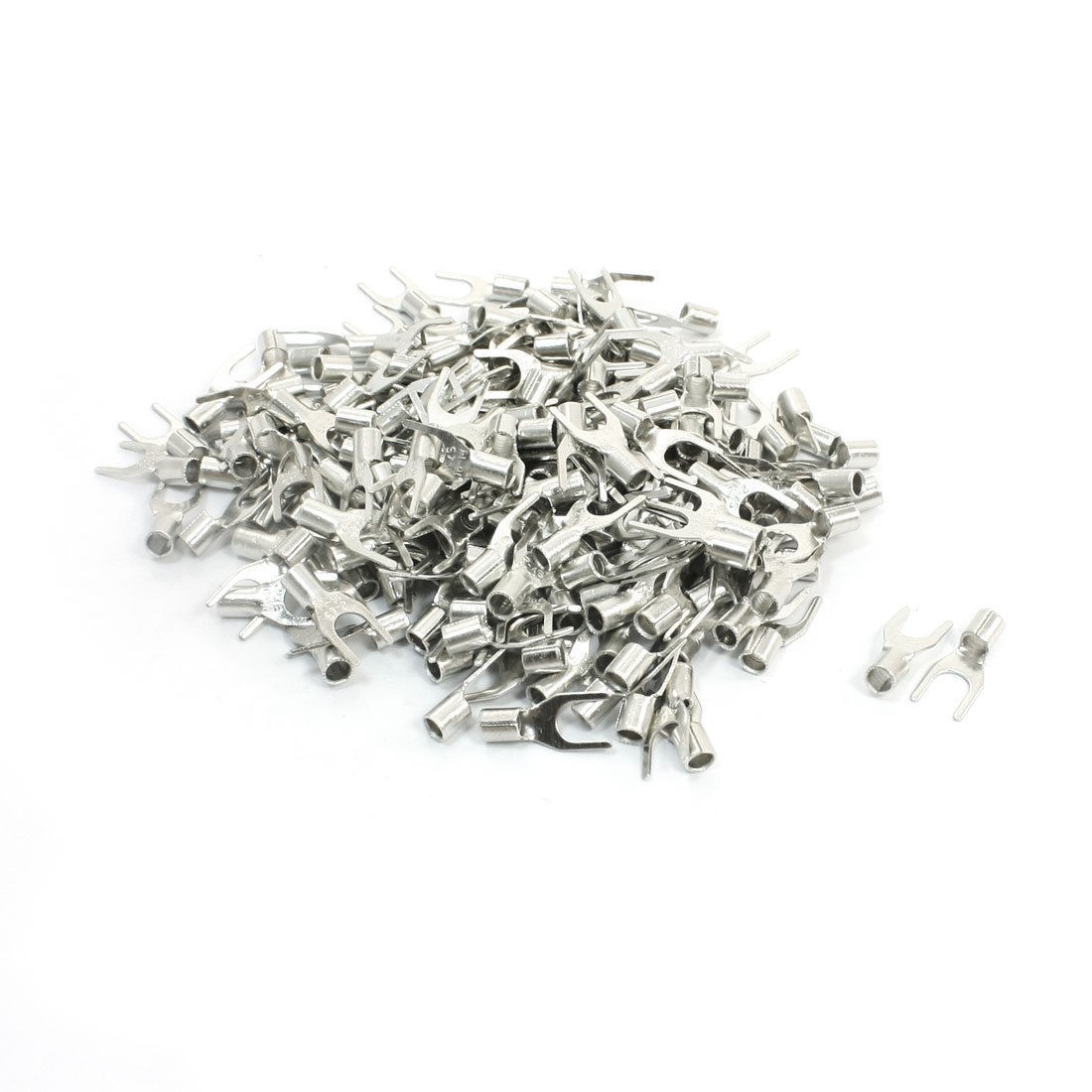 200 Pcs SNB2-4 AWG 16-14 Wire Connector Non Insulated Fork Terminals