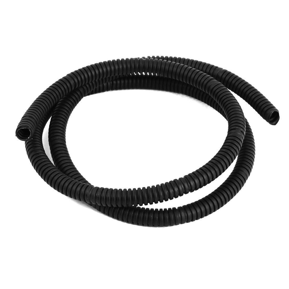 1M Long Plastic Corrugated Tube Bellow Pipe Insulated Sleeve Black