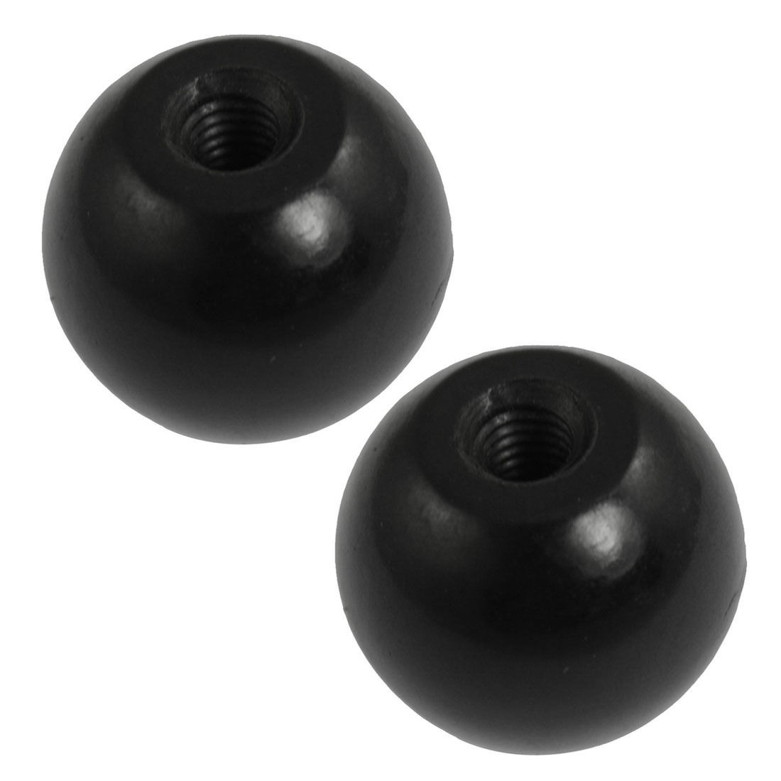 6mm Moulded Thread 25mm Dia Tapped Handling Ball Knobs Black 2 Pcs