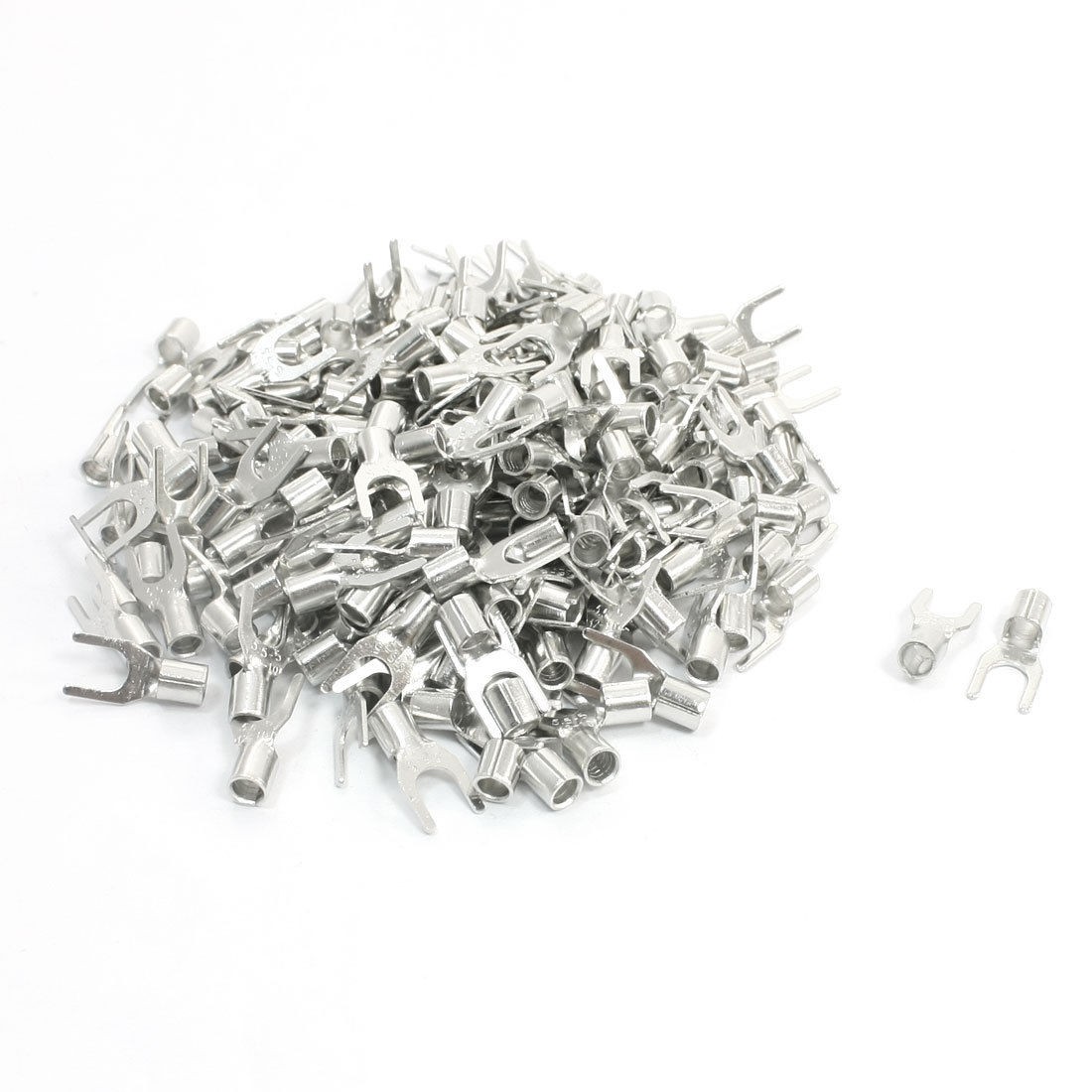 200pcs SNB5.5-5 Fork Type Non-Insulated Spade Cable Terminals for AWG 12-10